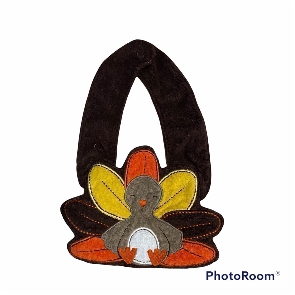 Turkey Bib Baby Carter’s Brown Orange Yellow Thanksgiving Fall